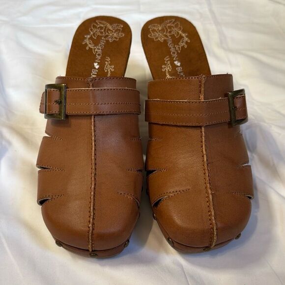 Fashion Bug easy cutout tan Y2K clogs mules wedge women’s size 11 chunky 90’s re - Picture 2 of 9